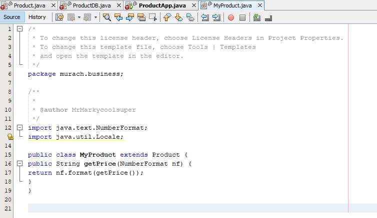 application 1. Open the project named chll_ex4_Product in the extra_ ex_starts directory.
