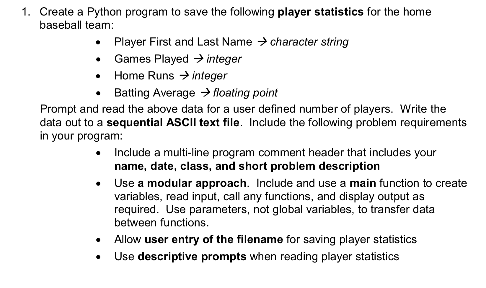  . . 1. Create a Python program to save the following