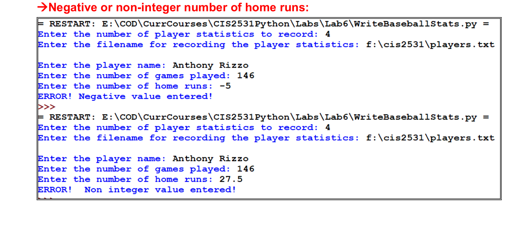 character string Games Played integer Home Runs integer Batting Average floating point