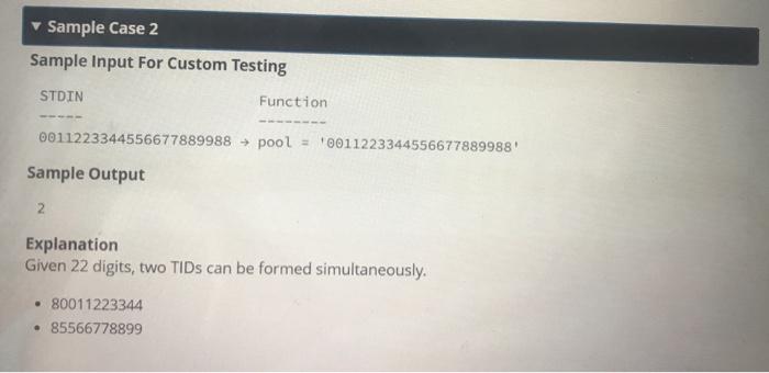 Case o Sample Input For Custom Testing STDIN Function 31434343535 pool =