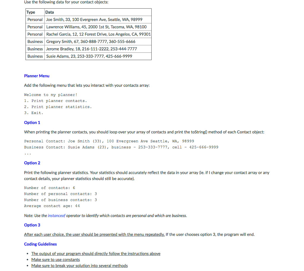 that can track contact details. The planner will only support a few