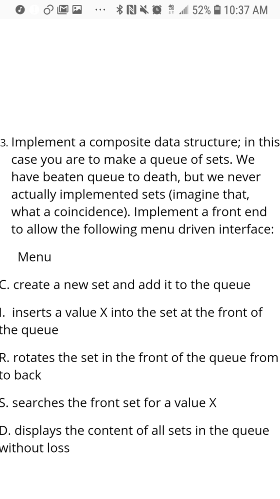 May this be placed in c++ with comment please. 3. Implement a