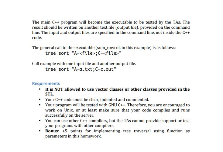uses an AVL tree to read an input file and print the