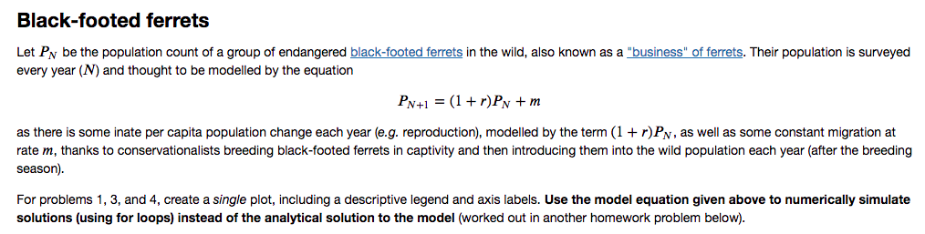 Only Do 2 Black-footed ferrets Let Pn be the population count of