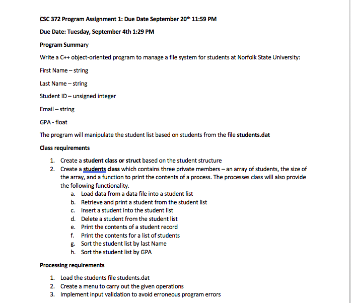This is a C++ Programming assignment. I really need help on this.