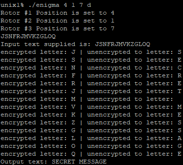in a manner that is similar to the Nazi enigma machine. The
