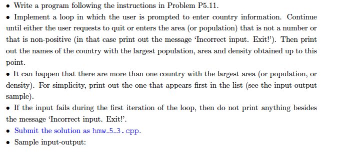 using c++ Write a program following the instructions in Problem P5.1 Implement