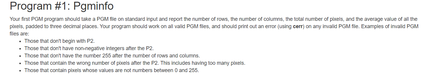  Four separate programs Program #1: Pgminfo Your first PGM program should