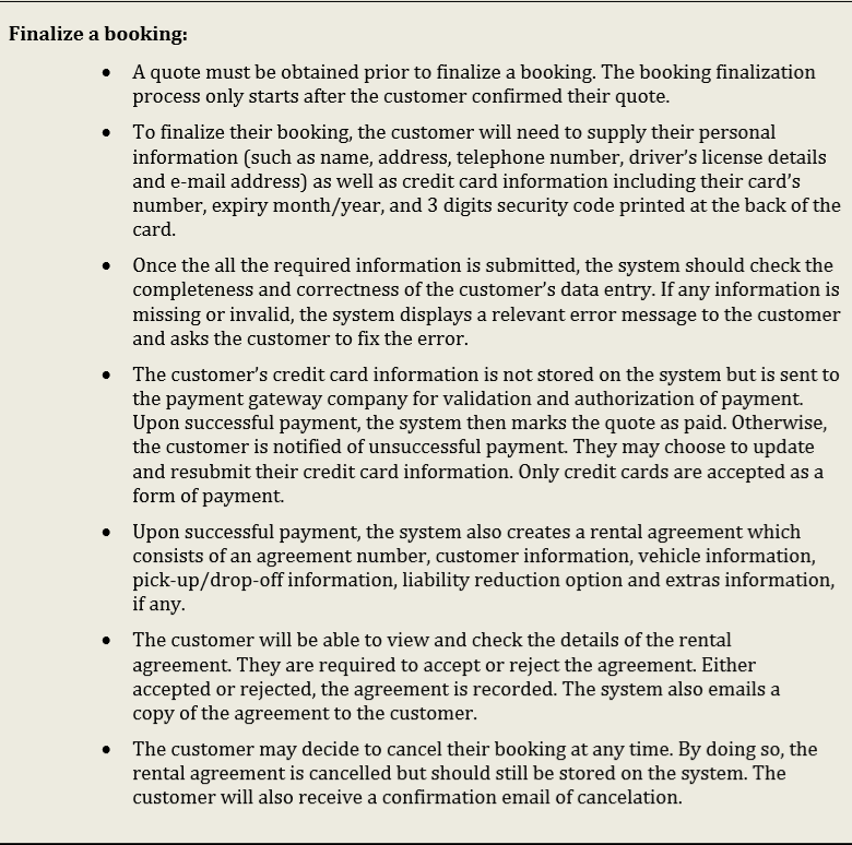  Develop an activity diagram for the finalize a booking use case.