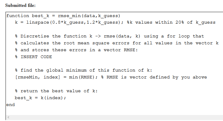 RMSE of a spring stiffness test. You will need to apply the