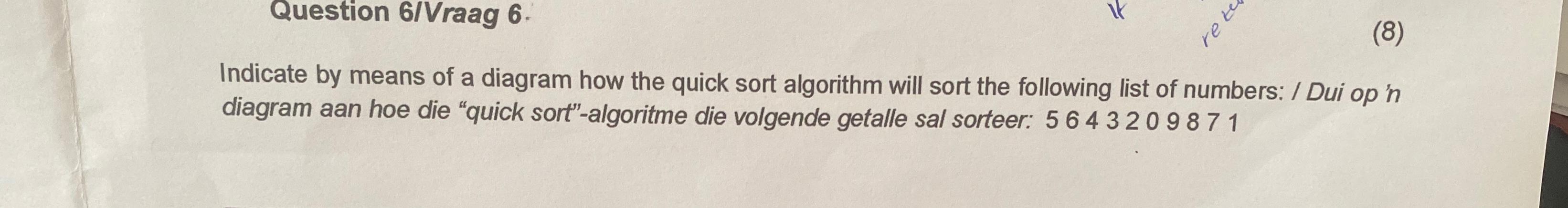  Question 6/Vraag 6. (8) Indicate by means of a diagram how