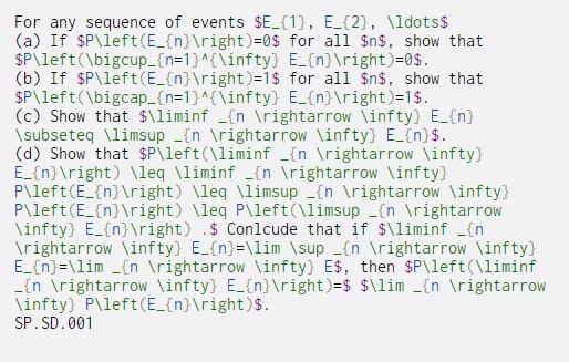  For any sequence of events $E_{1}, E_{2}, \ldots $ (a) If