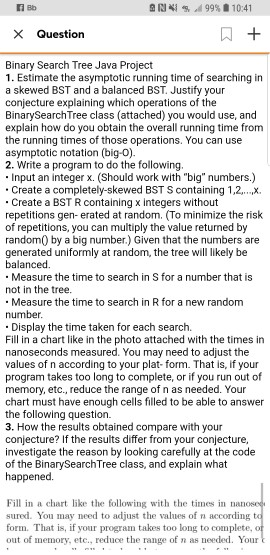 Binary Tree Search Java Project Please help with the following java project.