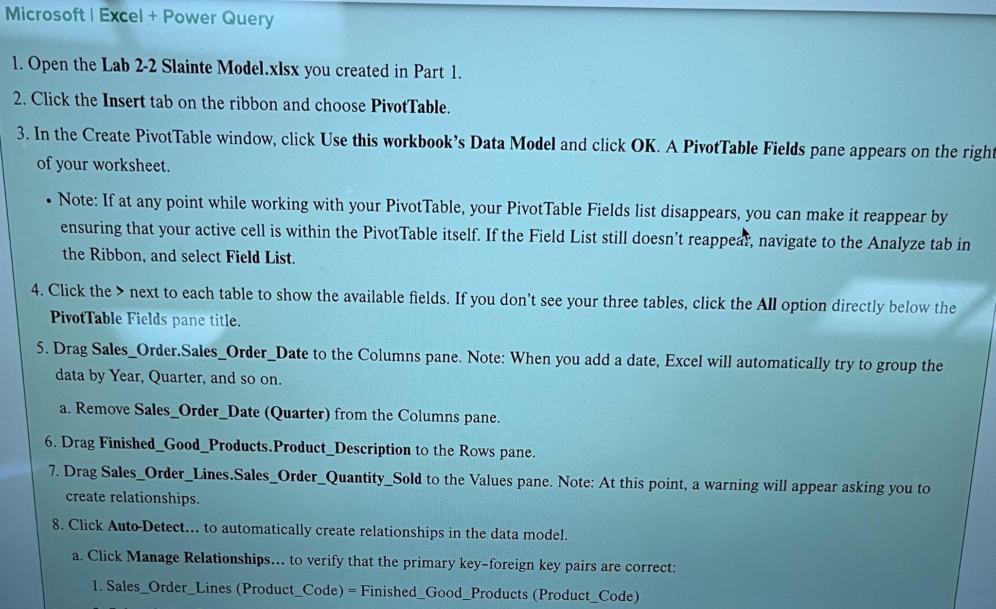  Microsoft | Excel + Power Query Open the Lab 2-2 Slainte
