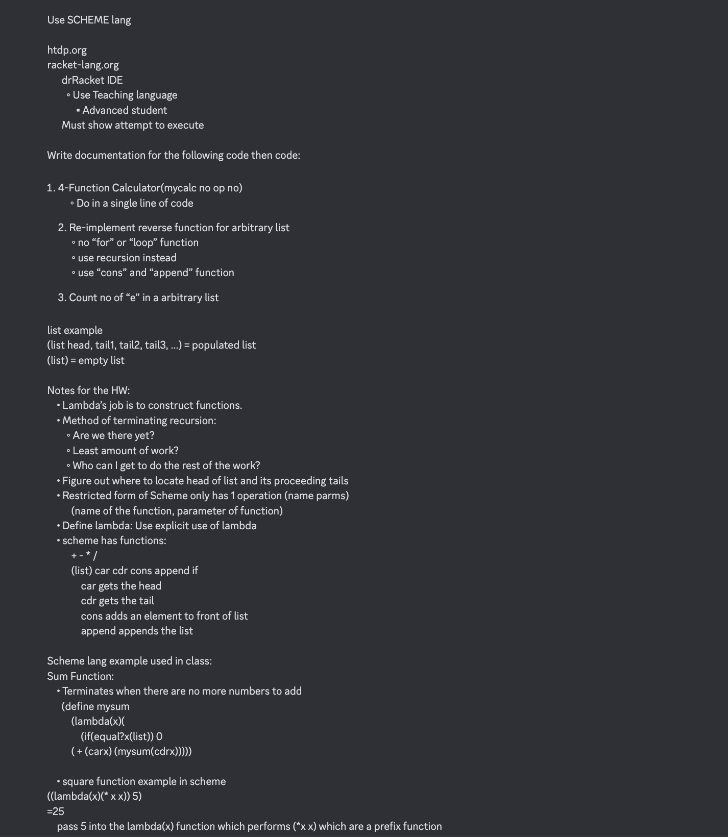  Use SCHEME lang htdp.org racket-lang.org drRacket IDE Use Teaching language Advanced