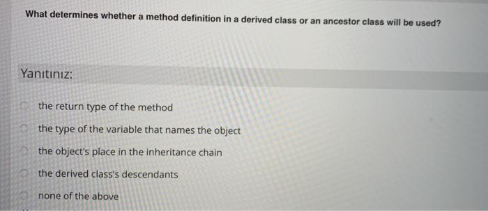  What determines whether a method definition in a derived class or