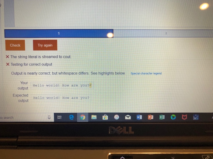 line (without a newline): Hello world! How are you? T+include dostream 2