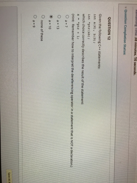 c.ptr can not point to some other string. O True O False