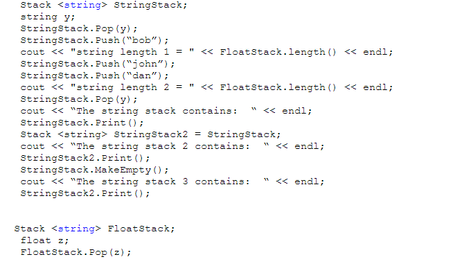 // deep copy void MakeEmpty); Stack is made empty; you should deallocate