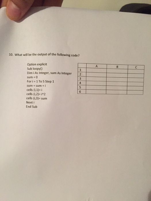 var 2 End Sub When this program is run, the following will