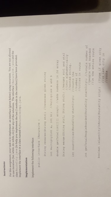 Instructions For this assignment, your task is to implement an interface