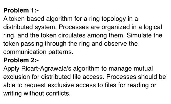  Problem 1:- A token-based algorithm for a ring topology in a