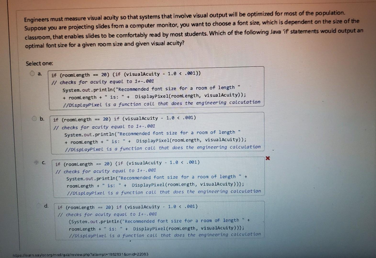 \{ boolean x= false, y= false; if (x=y) System.out.println(true); else System.out.println(false); \}