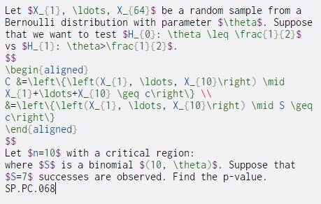  Let $X_{1}, \ldots, X_{64}$ be a random sample from a Bernoulli