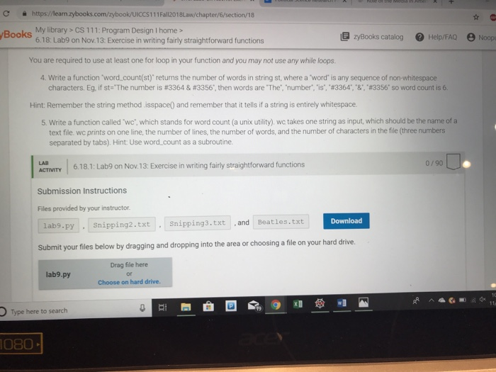 yboohs 6.18: Lab9 on Nov 13. Exercise in writing fairly straightforward functions