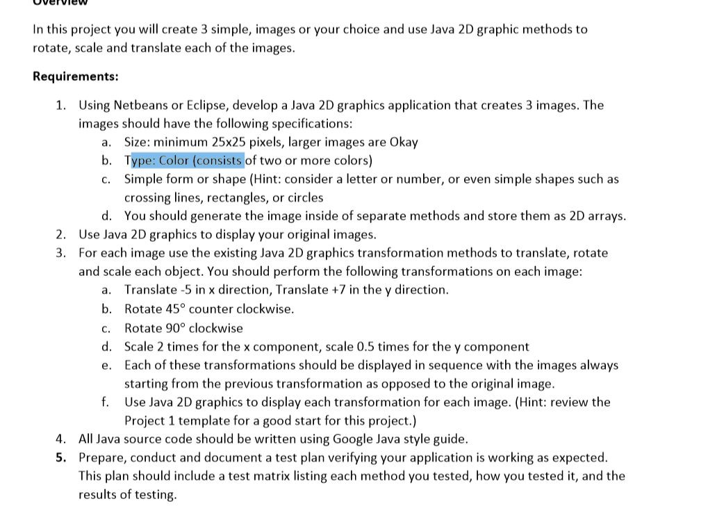  vervieW In this project you will create 3 simple, images or