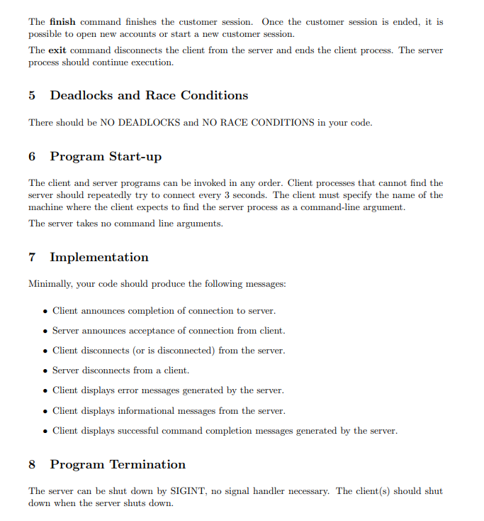 an opportunity to exercise mutexes and thread coordination. You will write client/server