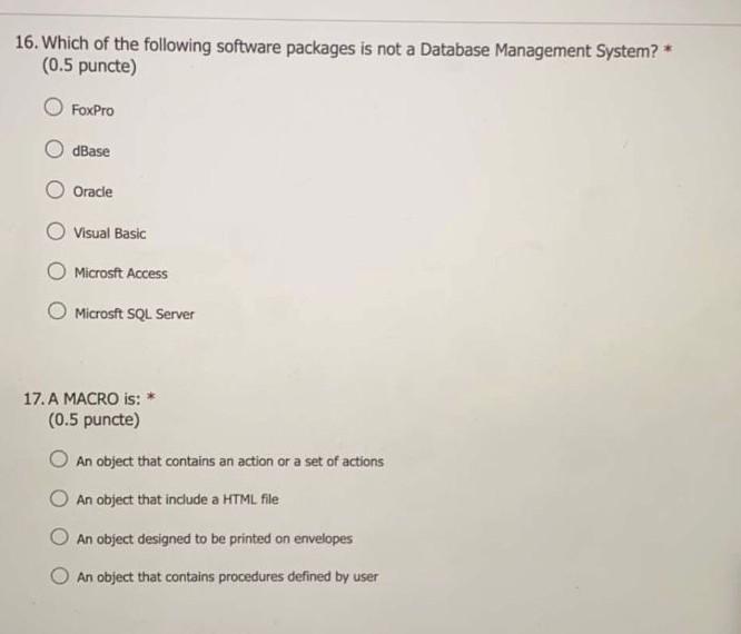 stand for?* (0.5 puncte) Select Query Language. Standard Query Language. Structured Query