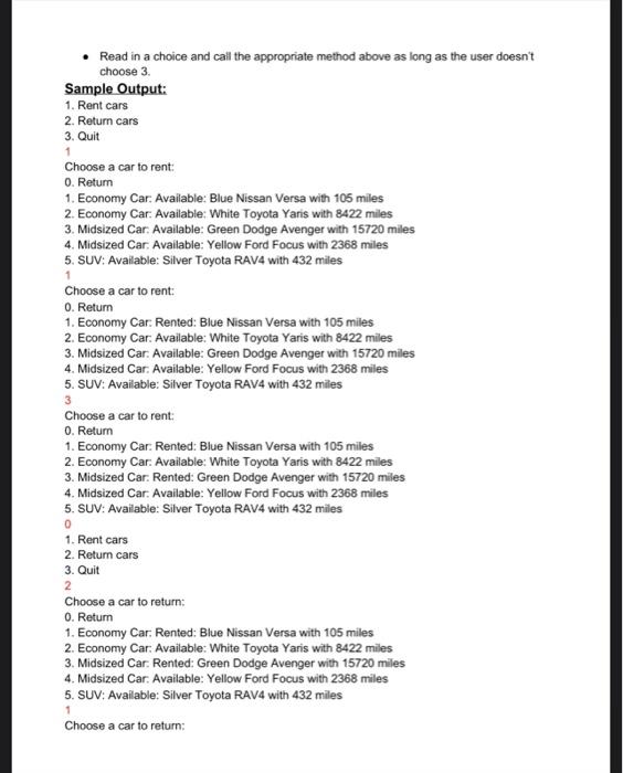 company, Acme Car Rentals, rents 3 classes of cars: Economy, Midsized and