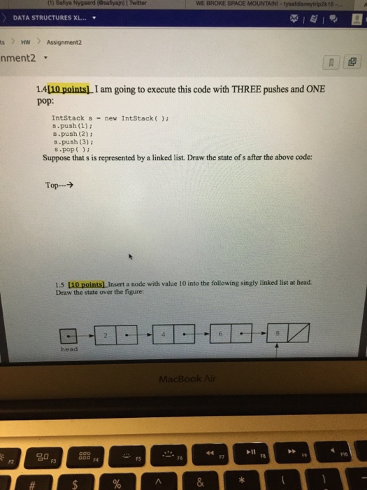 and ONE pop: Intstack s new Intstack s push (1); s push