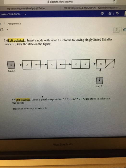by an array. Draw the state of s after the above code: