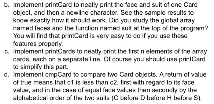  Use C++, complete the card.cpp with the following requirements. Card.cpp: The