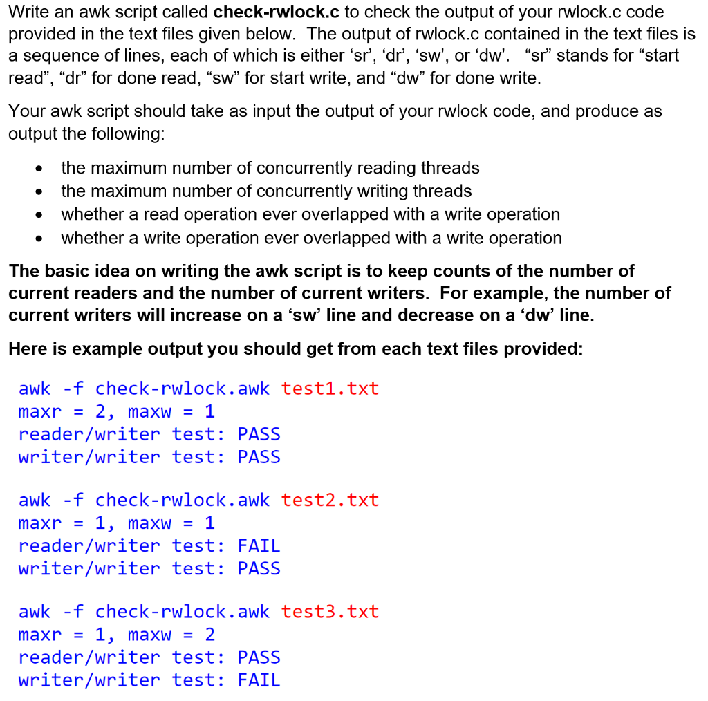 [AWK Programming] Please help me write this awk script using the three