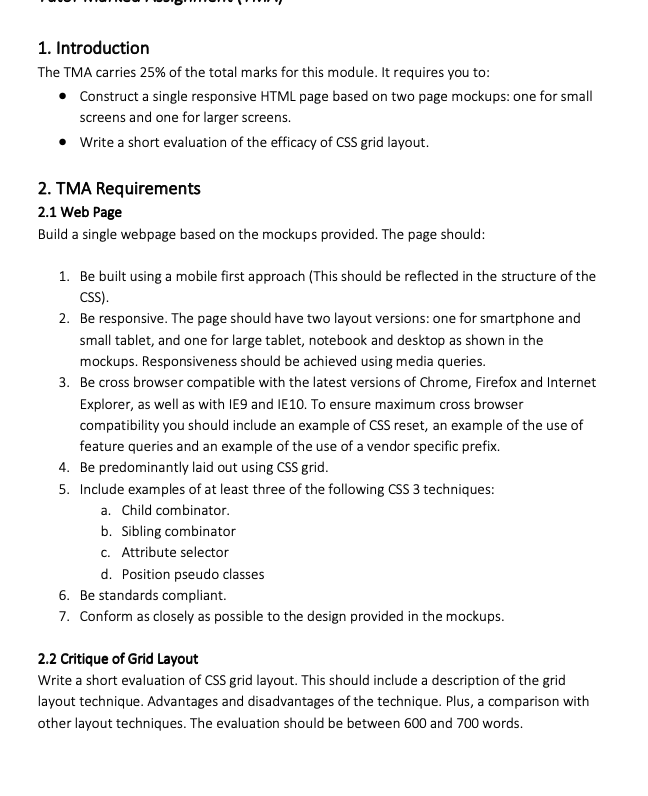 this web page should built using a mobile first approach (This should