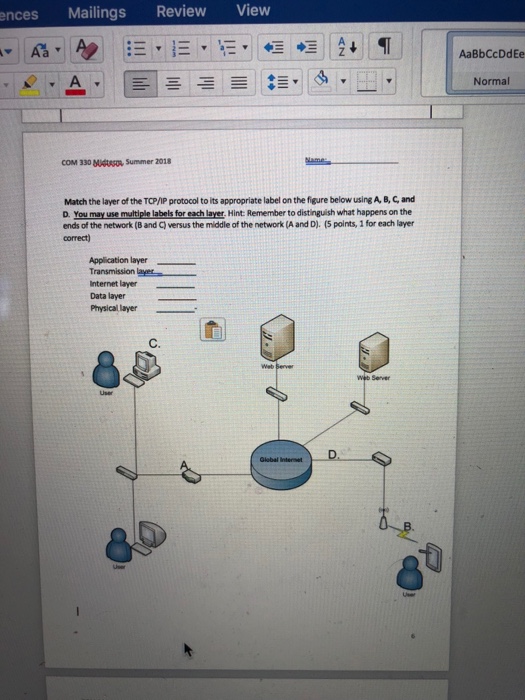  ences Mailings ReviewView i ? // A? ? Normal COM 330