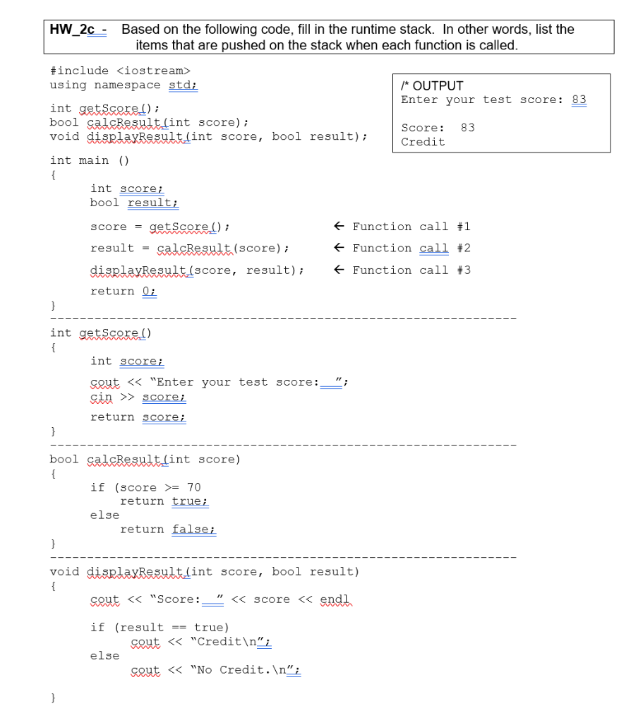 HW_2c - Based on the following code, fill in the runtime