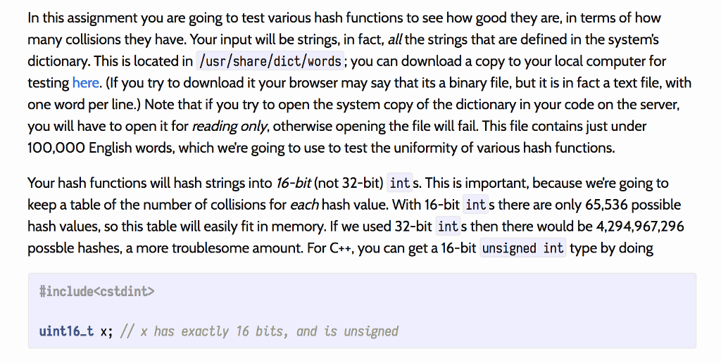Data Structures in C++, Testing Hash Functions Hello Chegg expert, I am