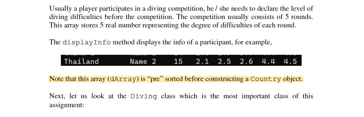 diving competition. It takes several steps to get from the judge ratings