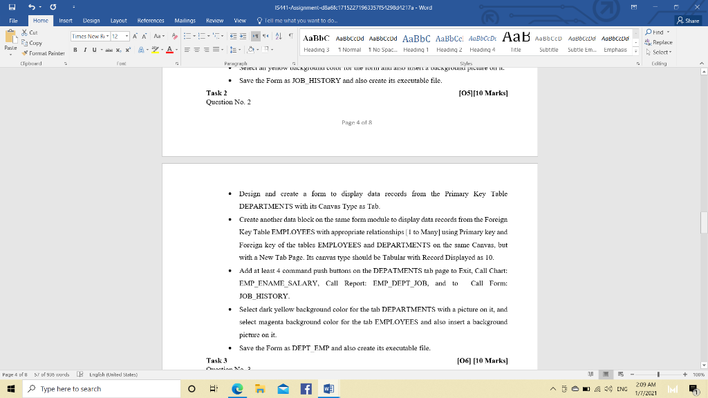 tables EMPLOYEES, DEPARTMENTS and JOBS. Create appropriate relationships [1 to Many] using