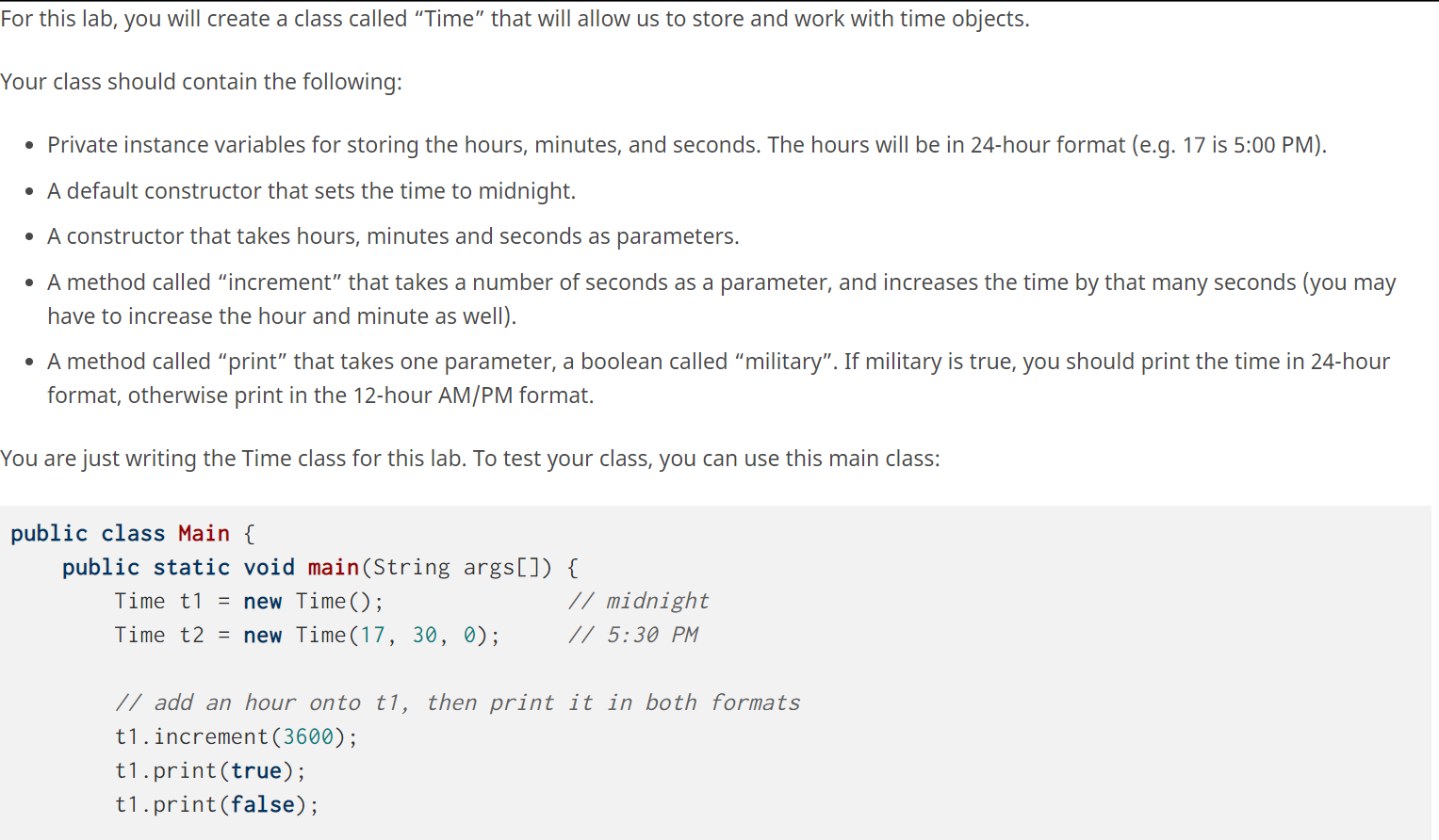 constructors and methods in Java For this lab, you will create a