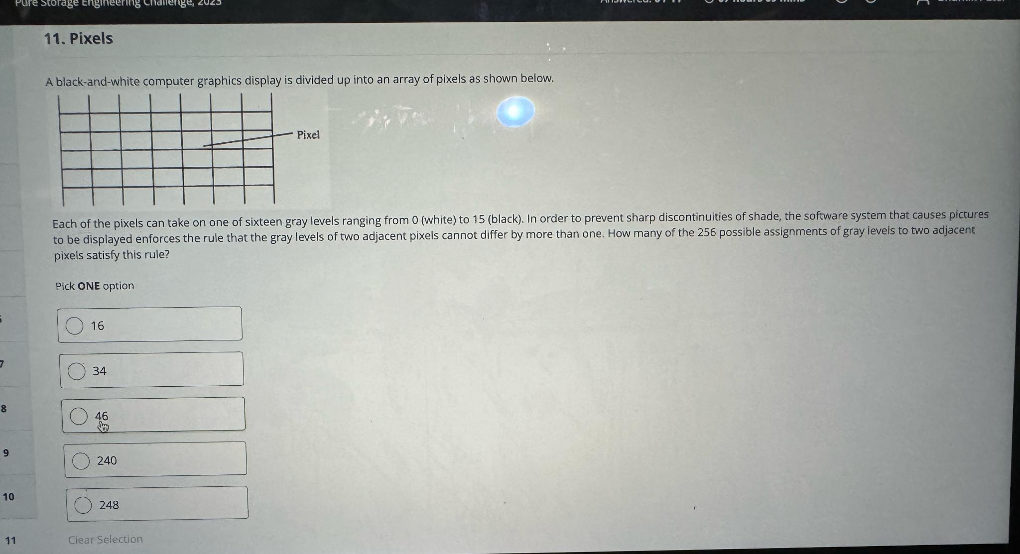  Pixels A black-and-white computer graphics display is divided up into an