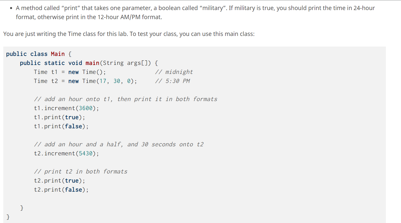 class called Time that will allow us to store and work with