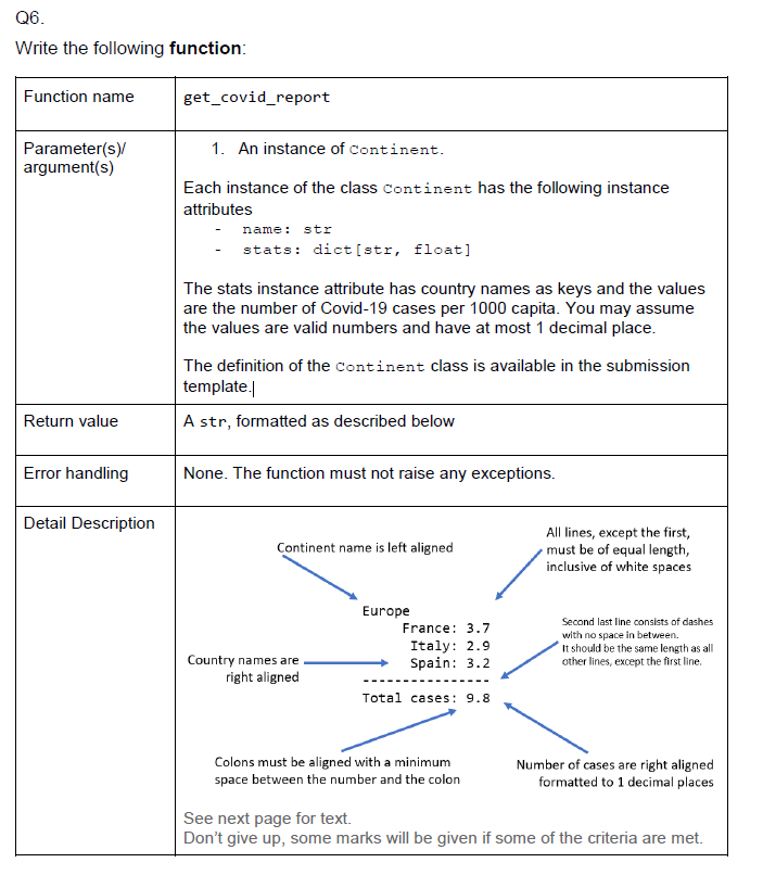 undefined Q6. Write the following function: Function name get_covid_report Parameter(s) argument(s) 1.