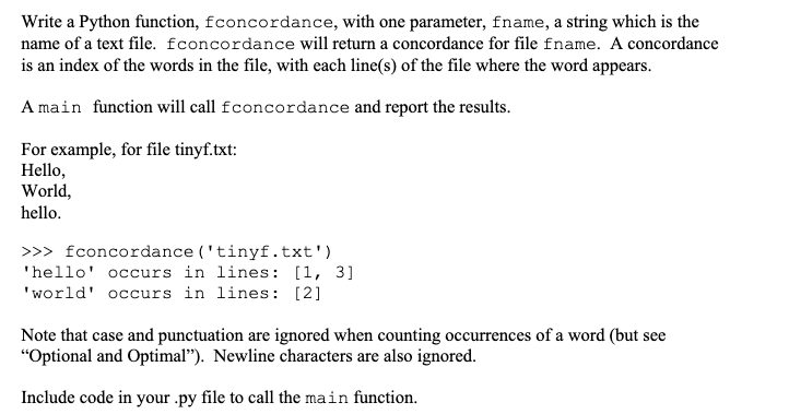 which is the name of a text file. fconcordance will return a