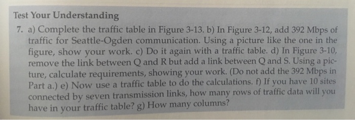  Test Your Understanding 7. a) Complete the traffic table in Figure