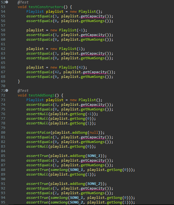 that is stored in the songs field. When a Playlist object is